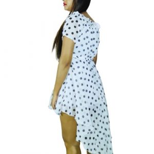 Stylish Chiffon Mini Dress Polka-dot Frock knee length