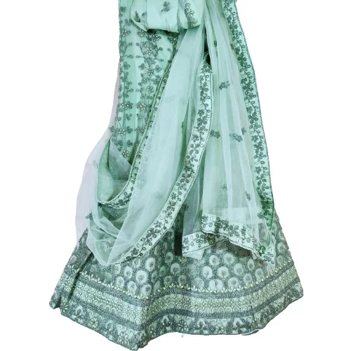 Satin Silk Lehenga Choli Diamond Embroidered Zari Work